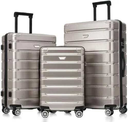 Luggage Sets 3 Piece, Hardshell Suitcases with Wheels, Modern New Durable ABS PC Travel Suitcase with Spinner Wheels, Travel Luggage for Men and Women (Fog Gray)