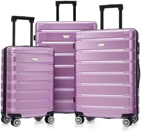 Luggage Sets 3 Piece, Hardshell Suitcases with Wheels, Modern New Durable ABS PC Travel Suitcase with Spinner Wheels, Travel Luggage for Men and Women (Purple)