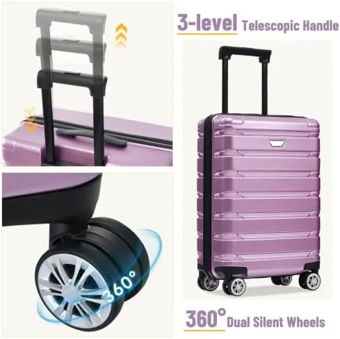 Luggage Sets 3 Piece, Hardshell Suitcases with Wheels, Modern New Durable ABS PC Travel Suitcase with Spinner Wheels, Travel Luggage for Men and Women (Purple)