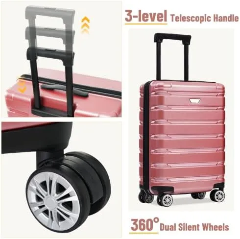 Luggage Sets 3 Piece, Hardshell Suitcases with Wheels, Modern New Durable ABS PC Travel Suitcase with Spinner Wheels, Travel Luggage for Men and Women (Rose Gold i)
