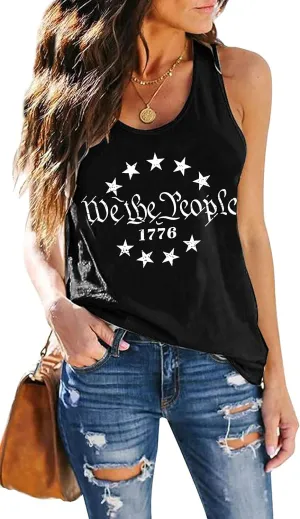 MAIHUN American Flag Tank Tops for Women 4th of July Vest Patriotic Shirt USA Flag Stars Stripes Sleeveless