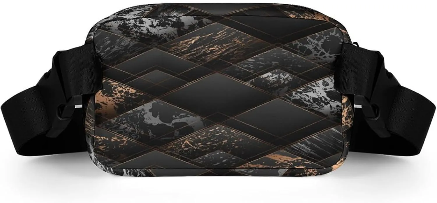 Marble Geometric Black Golden Belt Bag Fanny Pack Crossbody Modern Art Fashion Waist Packs With Adjustable Strap For Men Women Travel Hiking Cycling Running