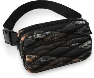 Marble Geometric Black Golden Belt Bag Fanny Pack Crossbody Modern Art Fashion Waist Packs With Adjustable Strap For Men Women Travel Hiking Cycling Running