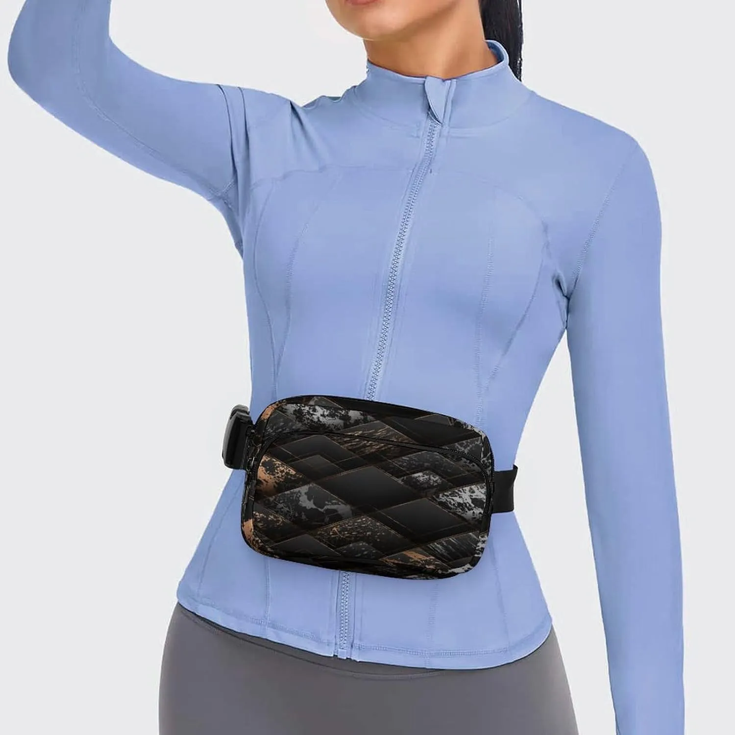 Marble Geometric Black Golden Belt Bag Fanny Pack Crossbody Modern Art Fashion Waist Packs With Adjustable Strap For Men Women Travel Hiking Cycling Running