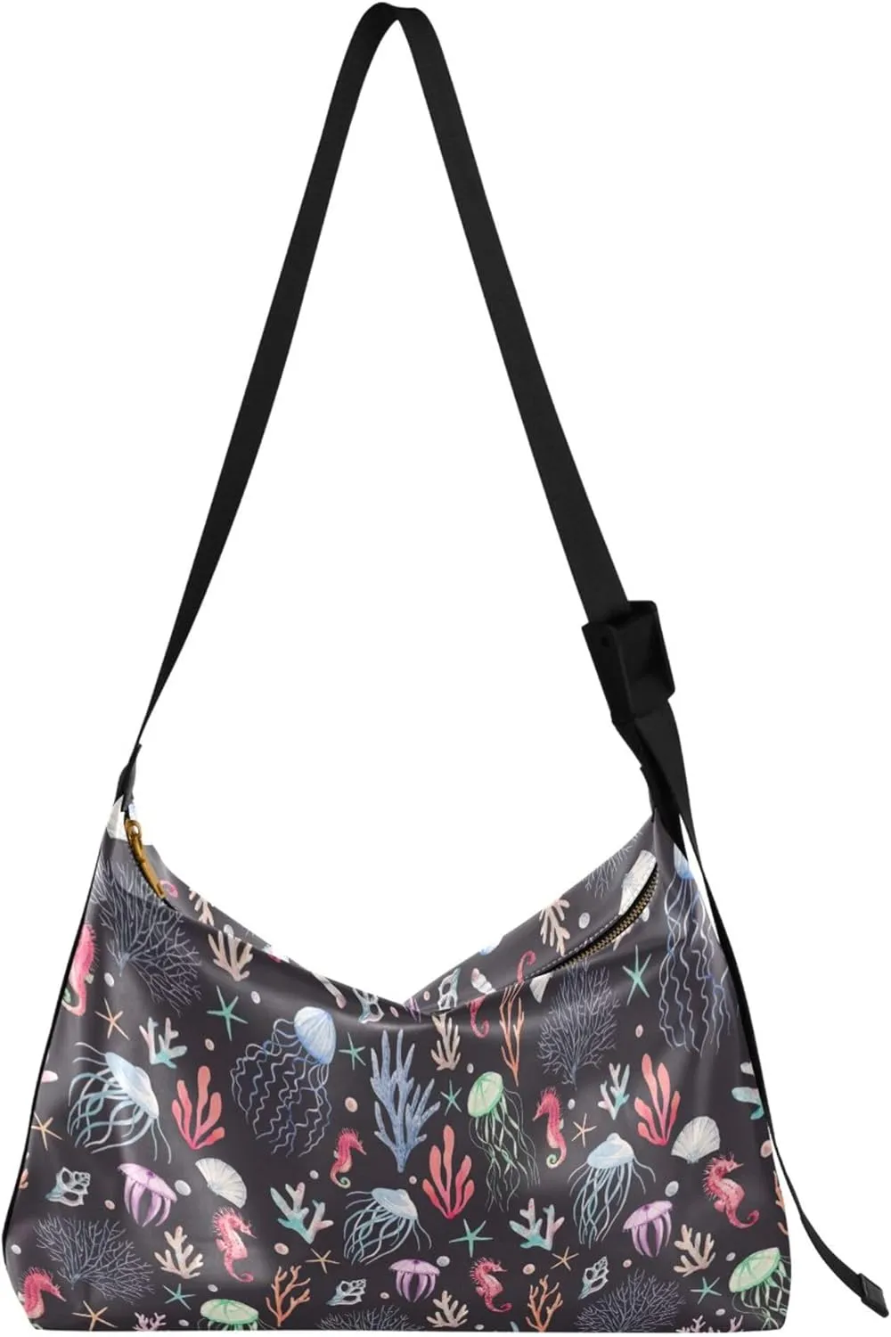 Marine Life Coral Seahorse Soft Leather Hobo Bags for Women Large Womens Purse Unique Animal Print Shoulder Bag