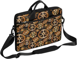 Mechanical Abstract Laptop Shoulder Bag Modern Gold Computer Bag Sleeves Briefcase Laptop Shoulder Messenger Bag with Handle Strap, Fits Laptop 14-15.6 Inch