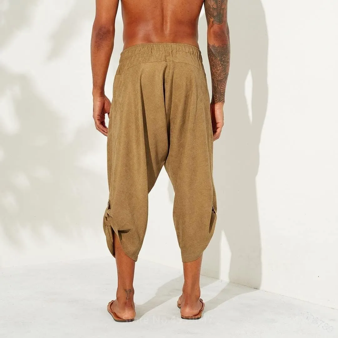 Men Medieval Trousers Cosplay Costume Pirate Renaissance Harem Pocket Pants Halloween Costumes Adult Vintage