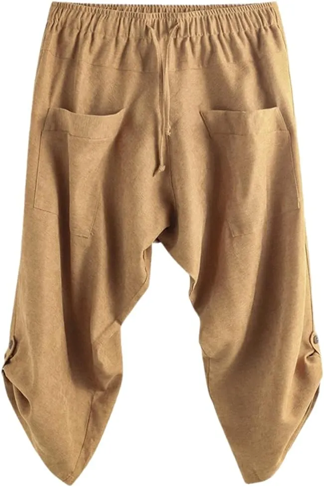 Men Medieval Trousers Cosplay Costume Pirate Renaissance Harem Pocket Pants Halloween Costumes Adult Vintage
