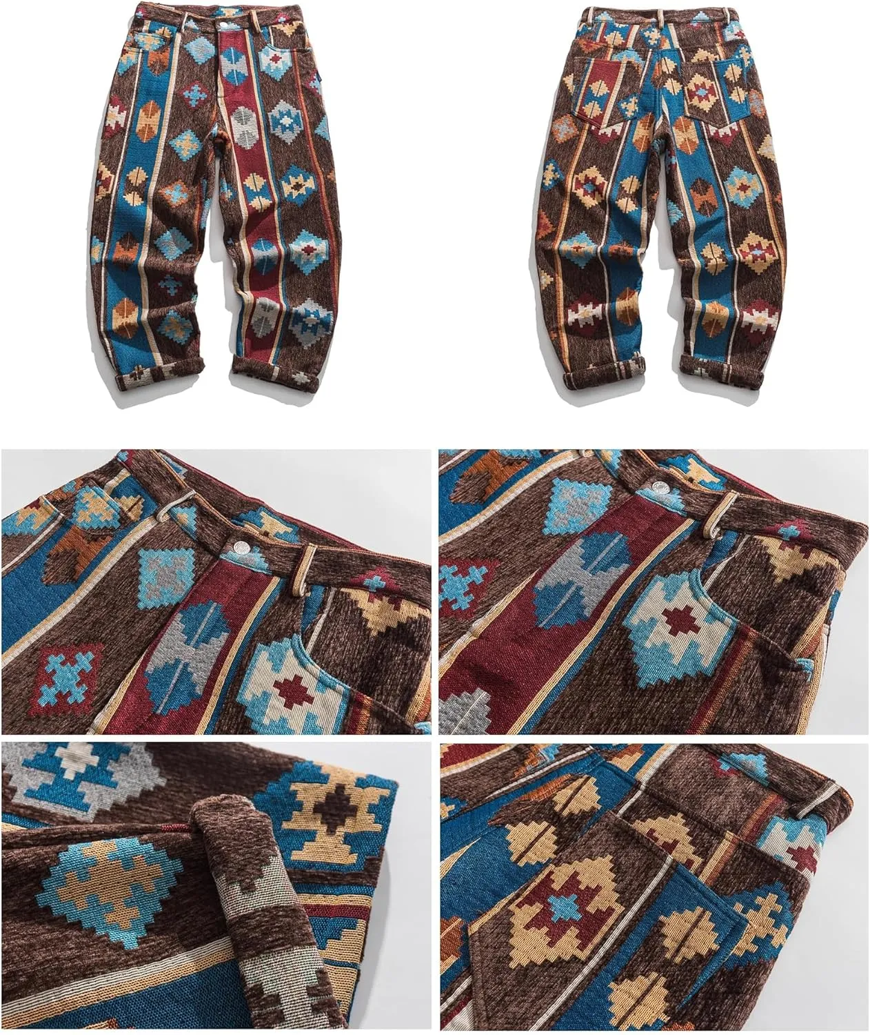 Men's Casual Harem Pants Printed Casual Hippie Jogger Streetwear Ethnic Style Jacquard Hip Hop Sweatpants