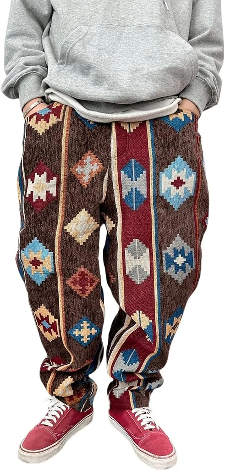 Men's Casual Harem Pants Printed Casual Hippie Jogger Streetwear Ethnic Style Jacquard Hip Hop Sweatpants