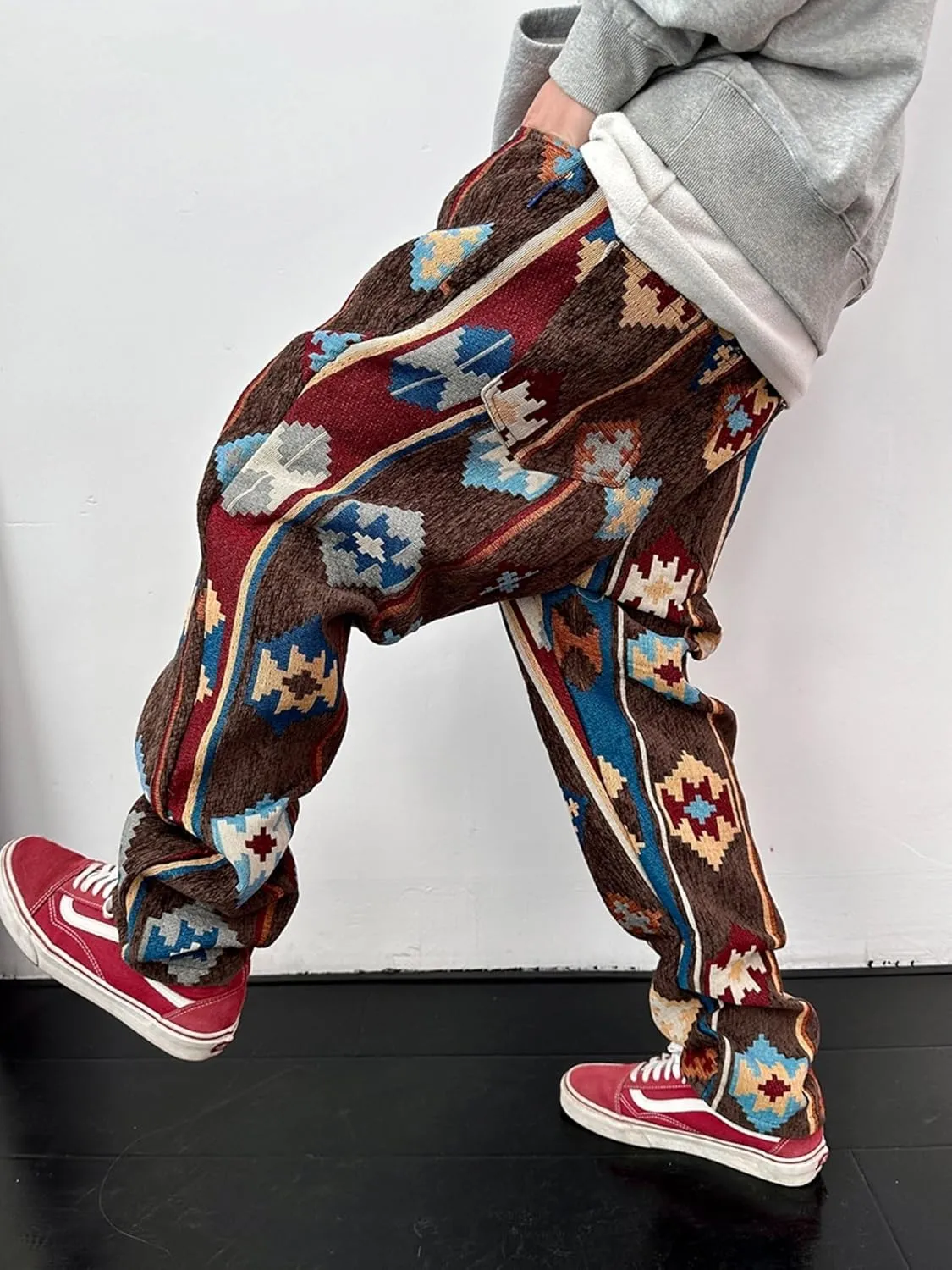 Men's Casual Harem Pants Printed Casual Hippie Jogger Streetwear Ethnic Style Jacquard Hip Hop Sweatpants