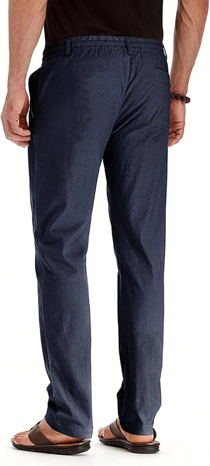 Men's Casual Pants Comfort Flat Front Stretch Dress Pants Business Work Pants Relaxed Fit Slack Straight Leg Trousers