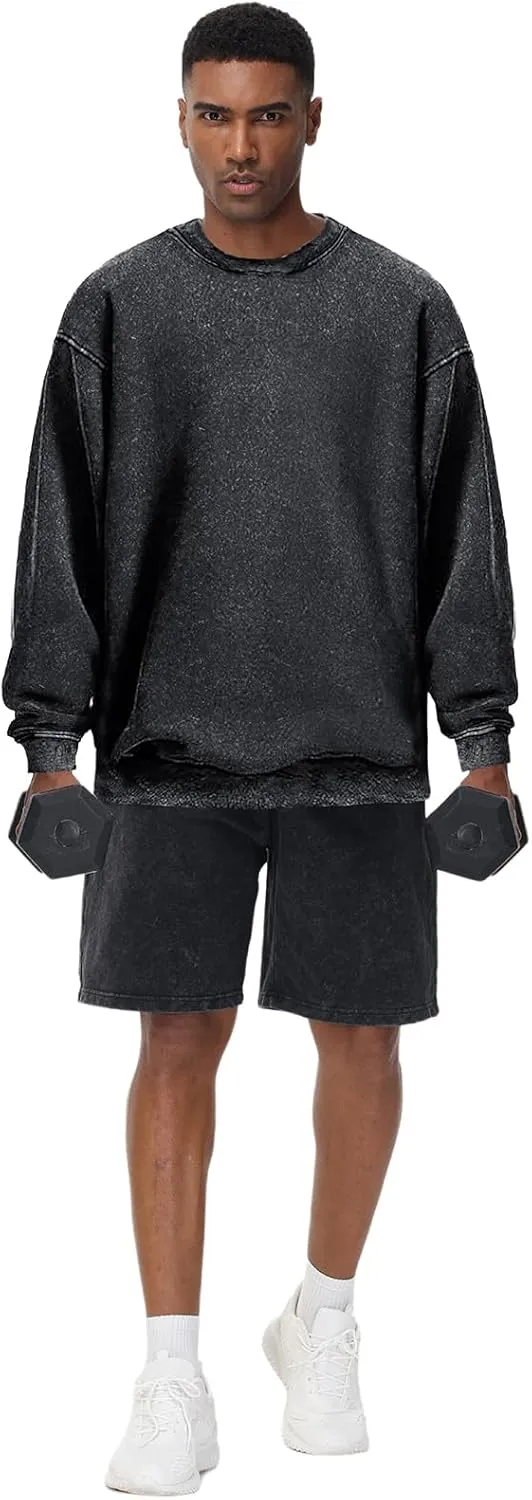 Mens Hoodies Pullover Oversized Hoodie Plush Cotton Hooded Couples Vintage Trendy Washed Streetwear Sweatshirt
