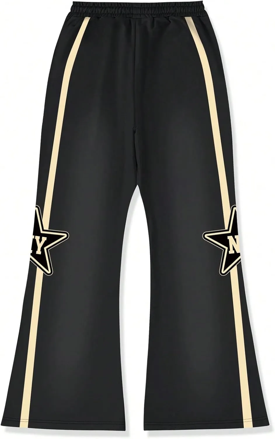 Men's Letter Print Baggy Sweatpants Drawstring Waist Flare Leg Jogger Pants Sweat Pants