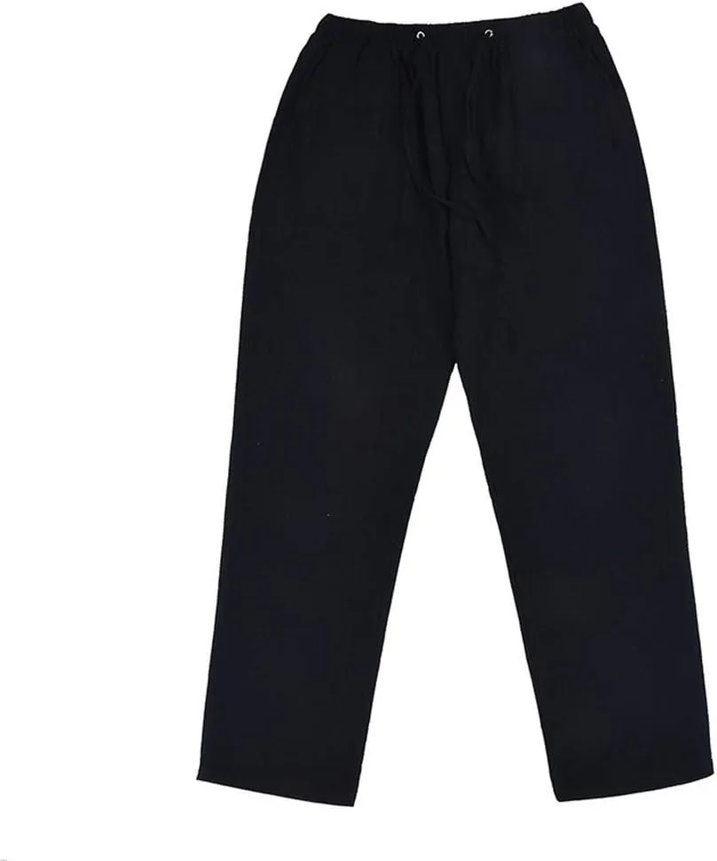 Mens Linen Harem Drawstring Plaid Pants Casual Elastic Waist Lightweight Loose Trouser Hippie Summer Beach Yoga Pant