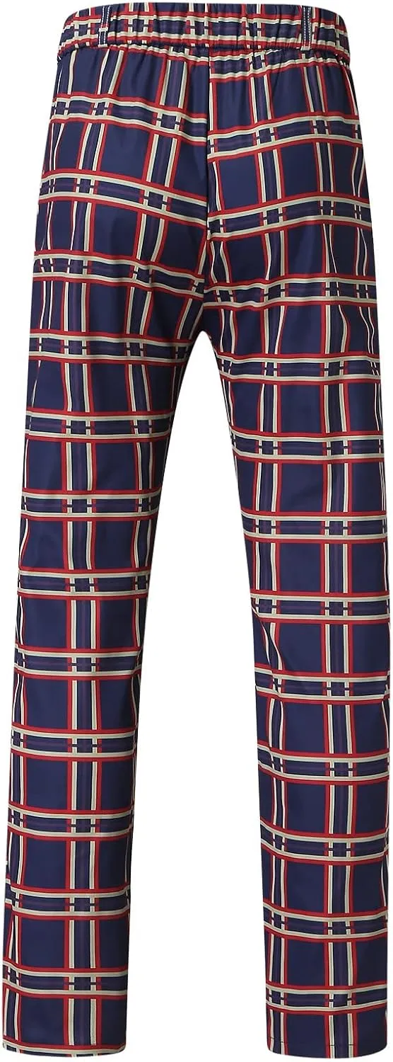 Mens Plaid Suit Pants Chino Flat-Front Stretch Formal Dress Pants 2024 Trendy Casual Business Office Work Commute Pants