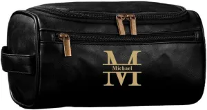 Mens Toiletry Travel Bag, Personalized Large Pu Leather Toiletry Bag, Shaving Kit Bag for Men Travel, Unique Holiday and Birthday Gifts for Men