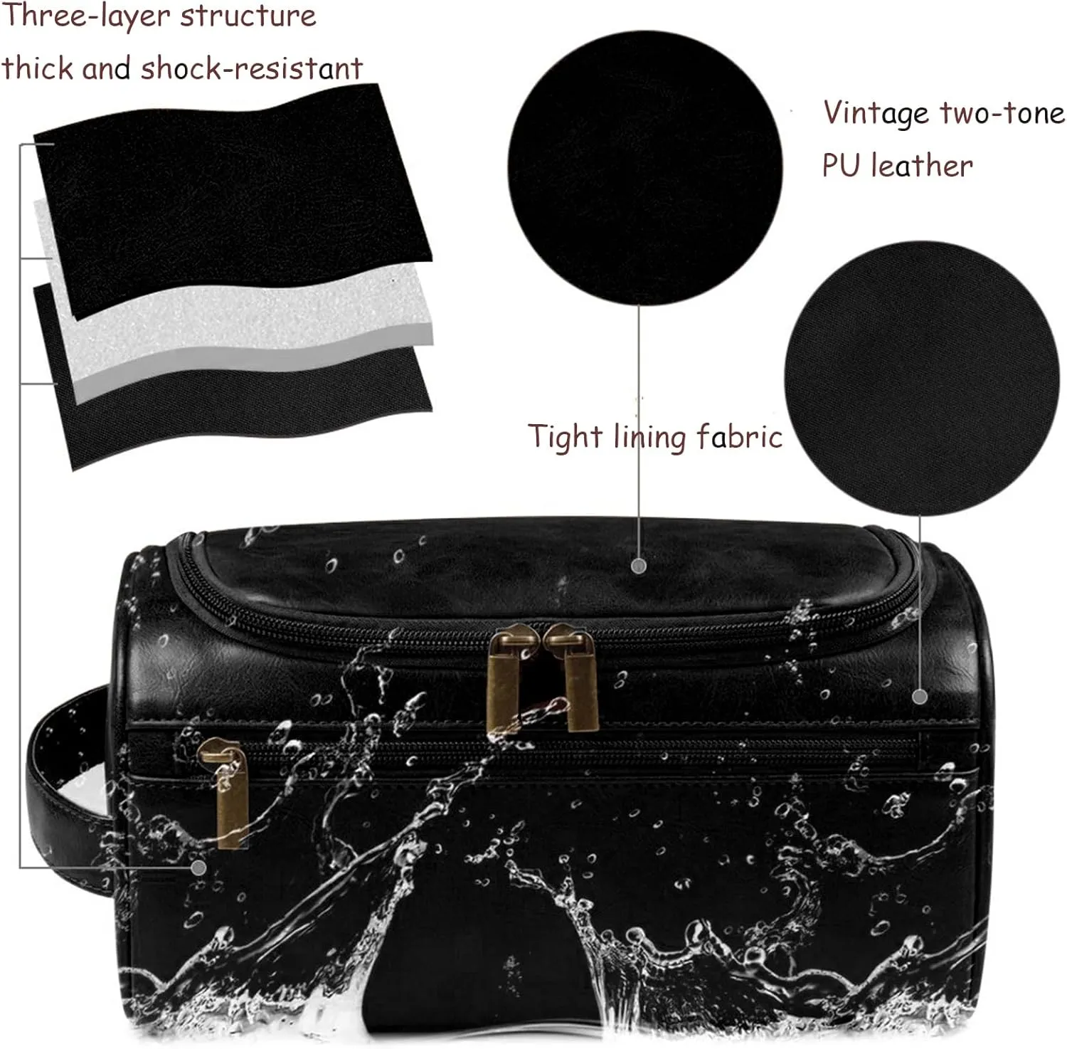 Mens Toiletry Travel Bag, Personalized Large Pu Leather Toiletry Bag, Shaving Kit Bag for Men Travel, Unique Holiday and Birthday Gifts for Men