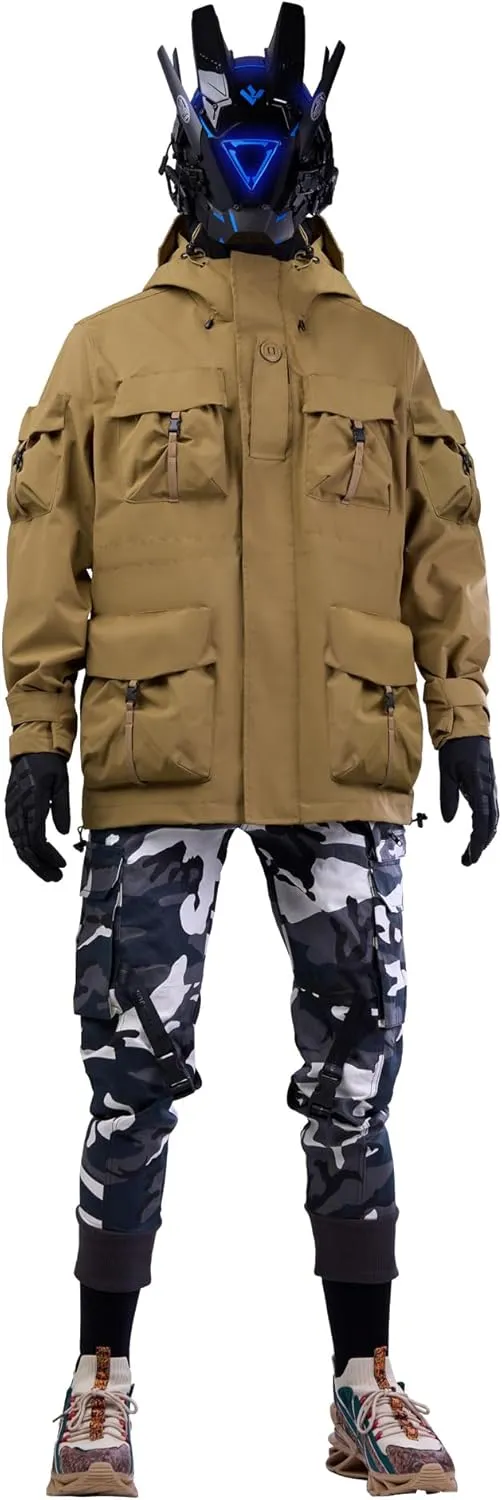 MFCT Men's Techwear Waterproof Windbreaker with Funnel Hoodie