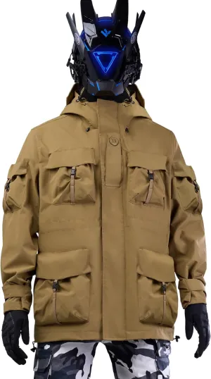 MFCT Men's Techwear Waterproof Windbreaker with Funnel Hoodie