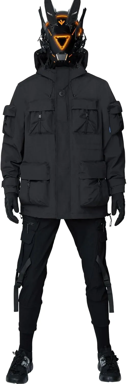 MFCT Men's Techwear Waterproof Windbreaker with Funnel Hoodie