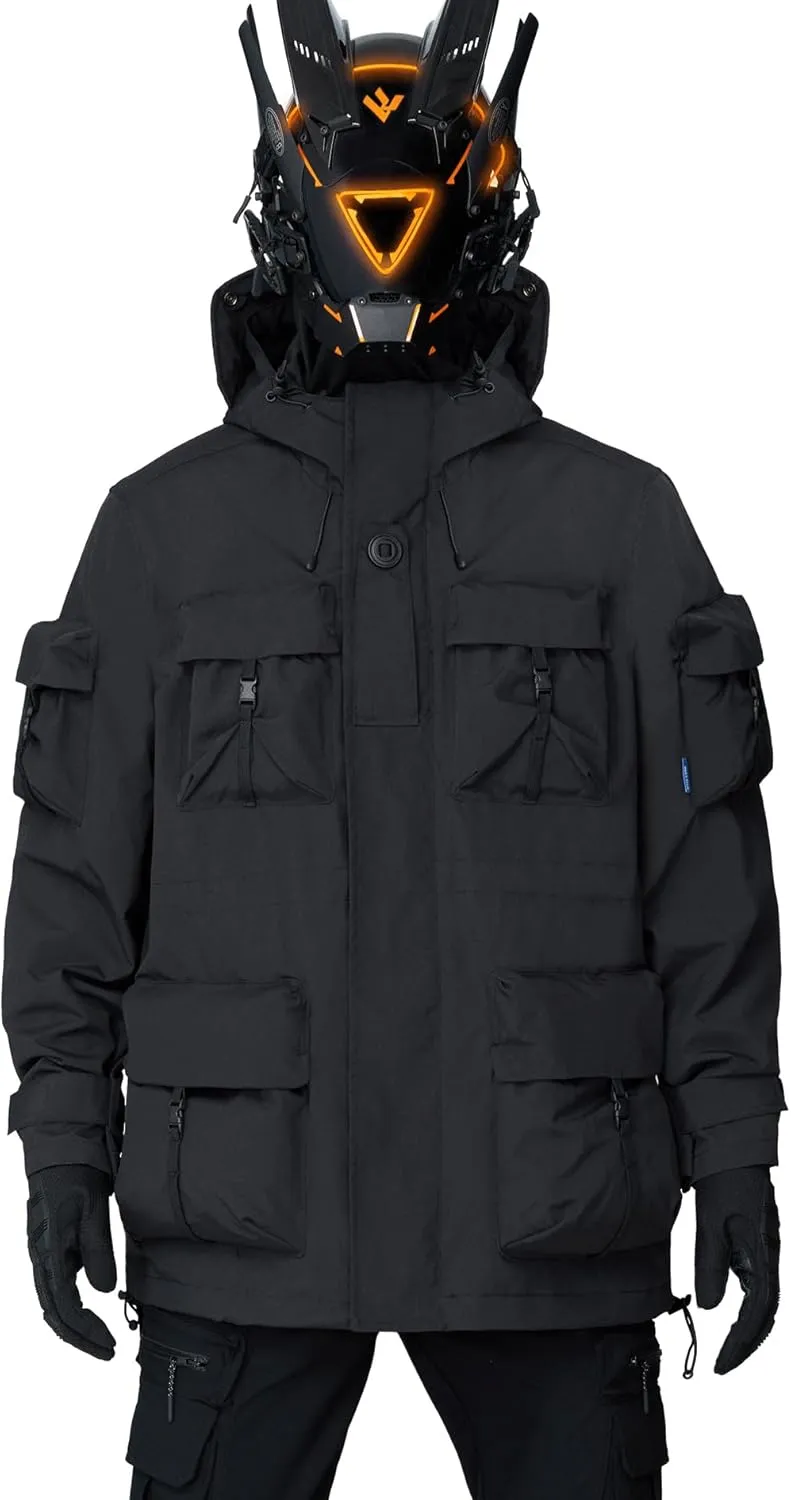 MFCT Men's Techwear Waterproof Windbreaker with Funnel Hoodie