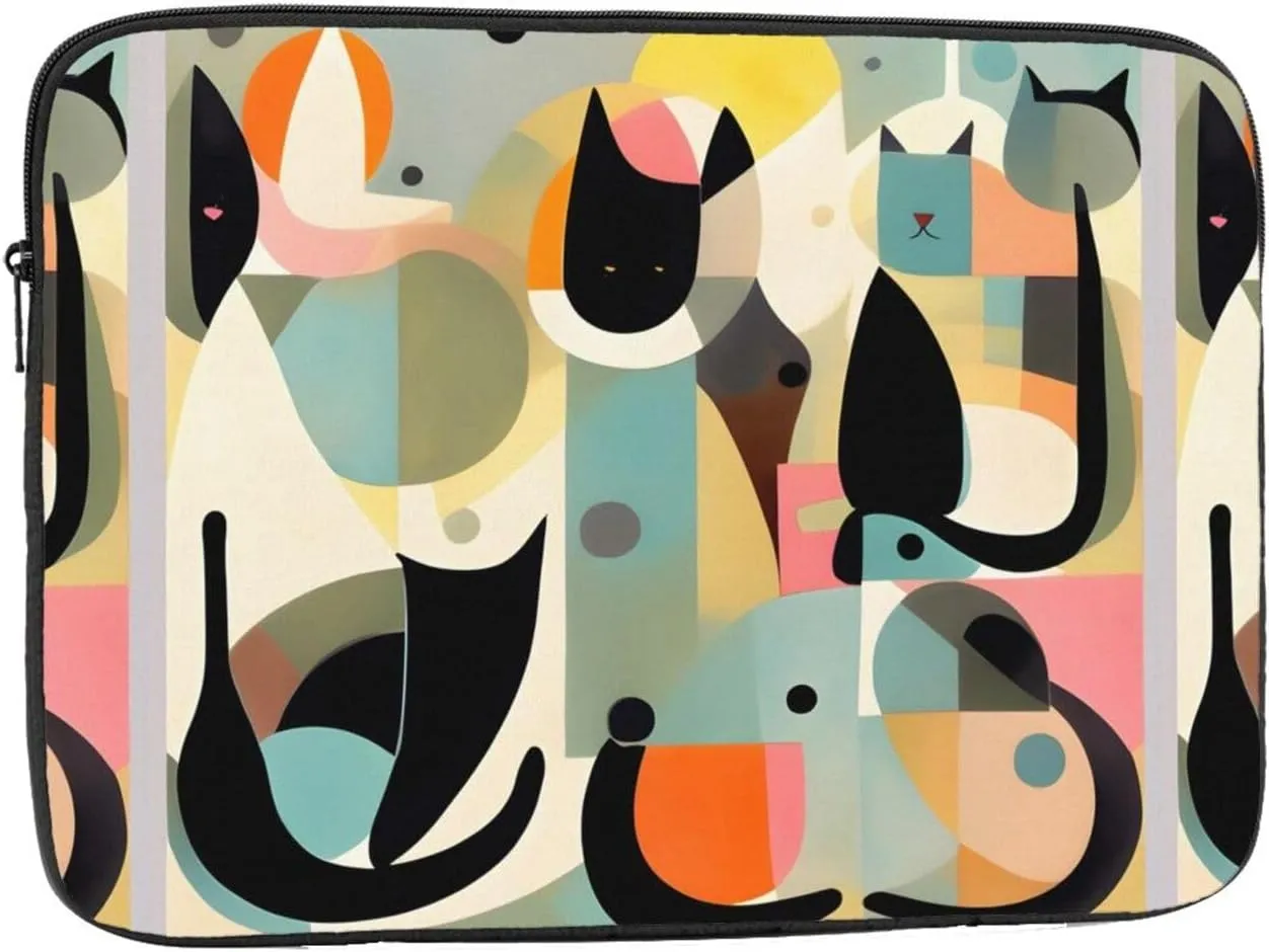Mid-Century Modern Art Cat Laptop Sleeve Case 13 Inch Suitable for Notebook Computer Tablet Traveling Carrying Simple Case