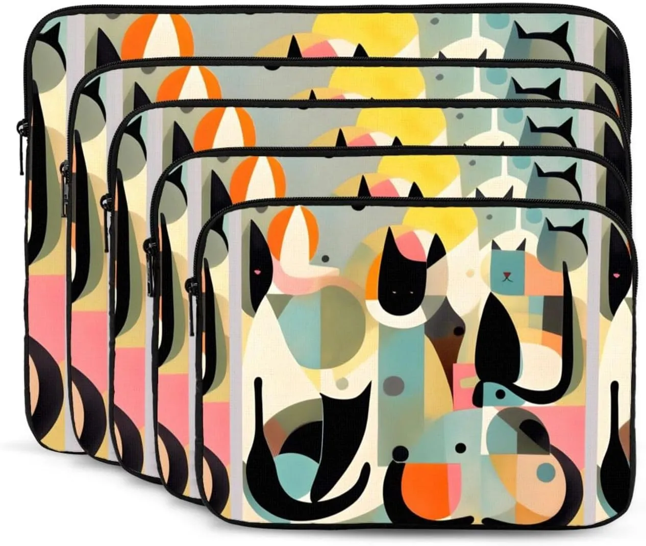 Mid-Century Modern Art Cat Laptop Sleeve Case 13 Inch Suitable for Notebook Computer Tablet Traveling Carrying Simple Case