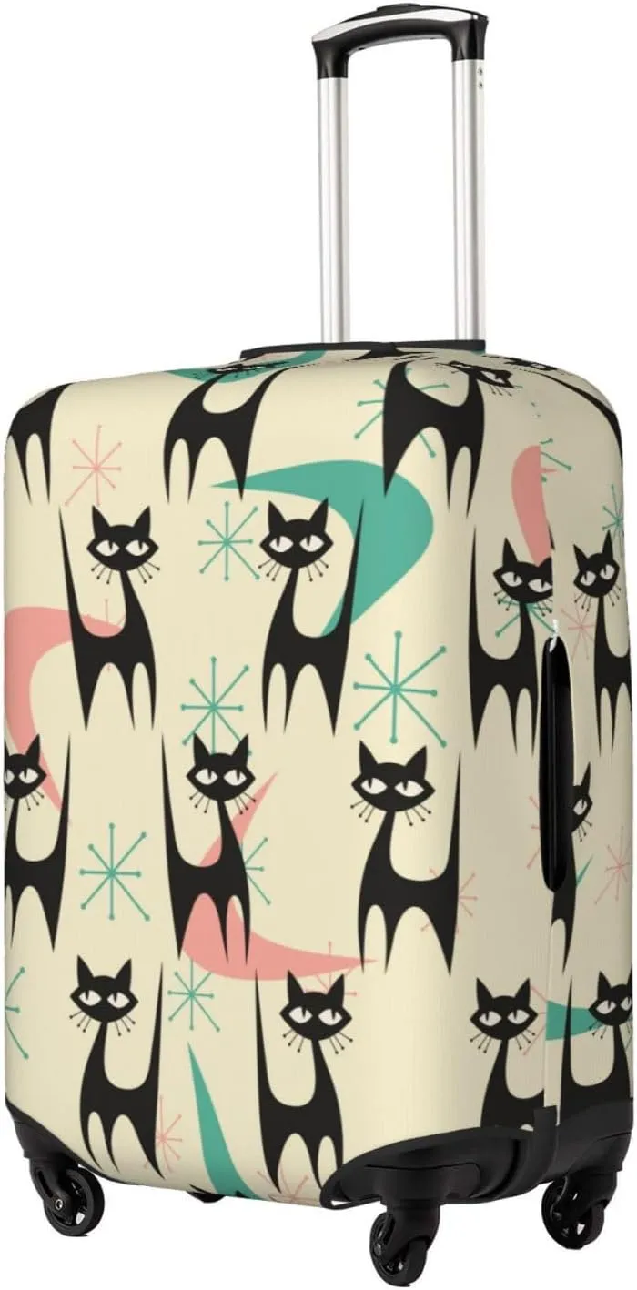 Mid Century Modern Cats Luggage Cover Washable Elasticated Luggage Covers for Suitcase tsa Approved Stylish Dust and Scratch Resistant Luggage Case Protector