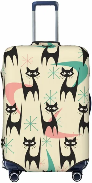 Mid Century Modern Cats Luggage Cover Washable Elasticated Luggage Covers for Suitcase tsa Approved Stylish Dust and Scratch Resistant Luggage Case Protector