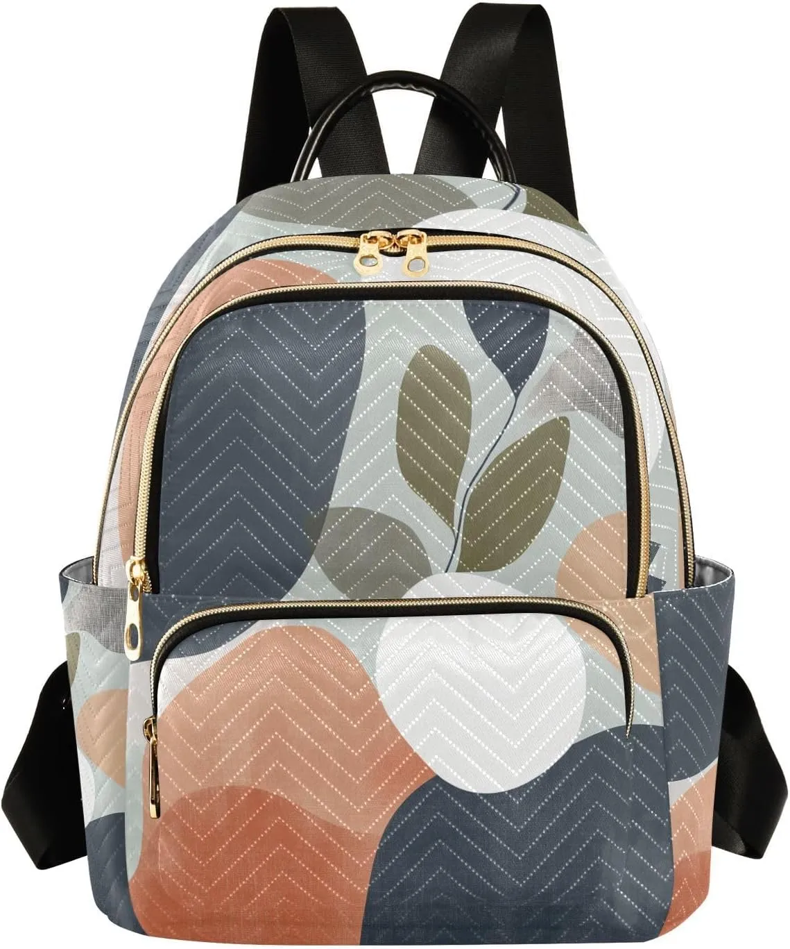 Mini Backpack for Women Mid Century Bohemian Leaves Art Modern Small Purse Daypacks Stylish Bags Lightweight Travel Backpacks for College Shopping Work Dating