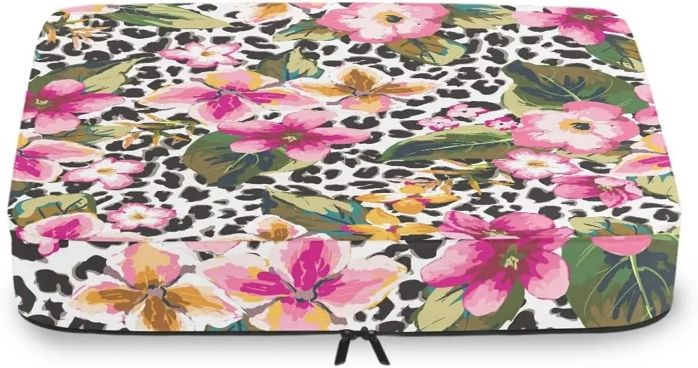 MNSRUU Packing Cubes Hawaii Flower With Leopard Compression Luggage Cubes Travel Organizer Packing Bags for Suitcases, 4 PCS