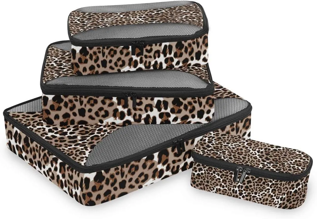 MNSRUU Packing Cubes Leopard Or Jaguar Pattern Compression Luggage Cubes Travel Organizer Packing Bags for Suitcases, 4 PCS