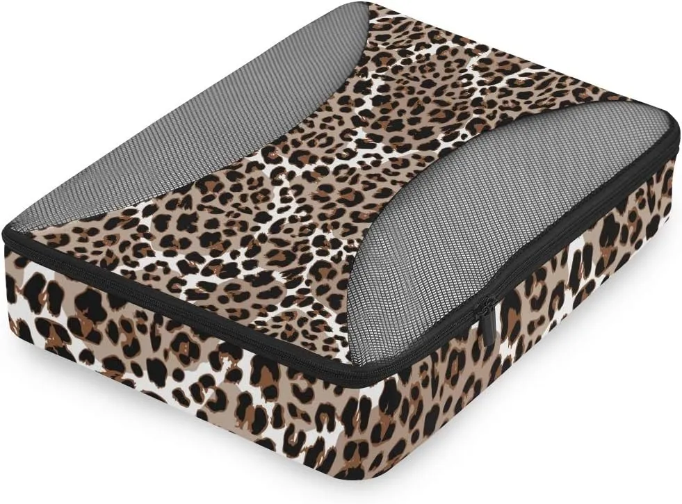 MNSRUU Packing Cubes Leopard Or Jaguar Pattern Compression Luggage Cubes Travel Organizer Packing Bags for Suitcases, 4 PCS