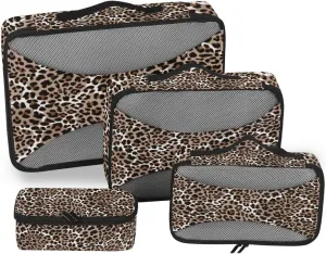 MNSRUU Packing Cubes Leopard Or Jaguar Pattern Compression Luggage Cubes Travel Organizer Packing Bags for Suitcases, 4 PCS