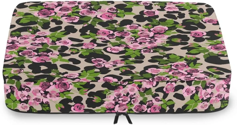 MNSRUU Packing Cubes Rink Roses On Leopard Compression Luggage Cubes Travel Organizer Packing Bags for Suitcases, 4 PCS