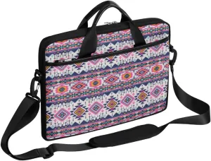 Modern Boho Aztec Laptop Shoulder Bag Aesthetic Computer Bag Sleeves Briefcase Laptop Shoulder Messenger Bag with Handle Strap, Fits Laptop 14-15.6 Inch