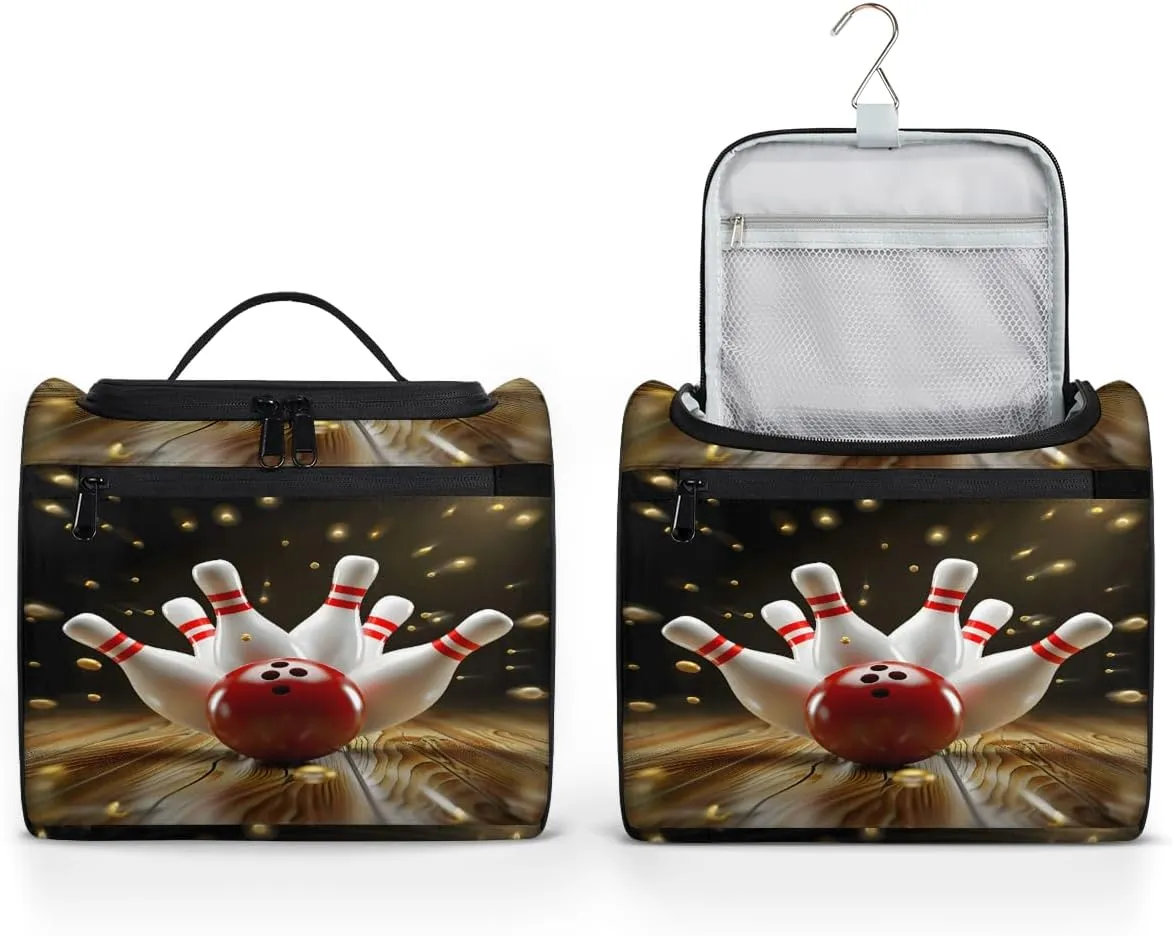 Modern Bowling Ball Travel Toiletry Bag for Men and Women, Large Hanging Makeup Bag Organizer Toiletries Bag for Travel, Cosmetic Bag with Handle