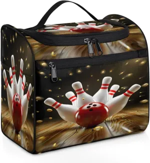 Modern Bowling Ball Travel Toiletry Bag for Men and Women, Large Hanging Makeup Bag Organizer Toiletries Bag for Travel, Cosmetic Bag with Handle