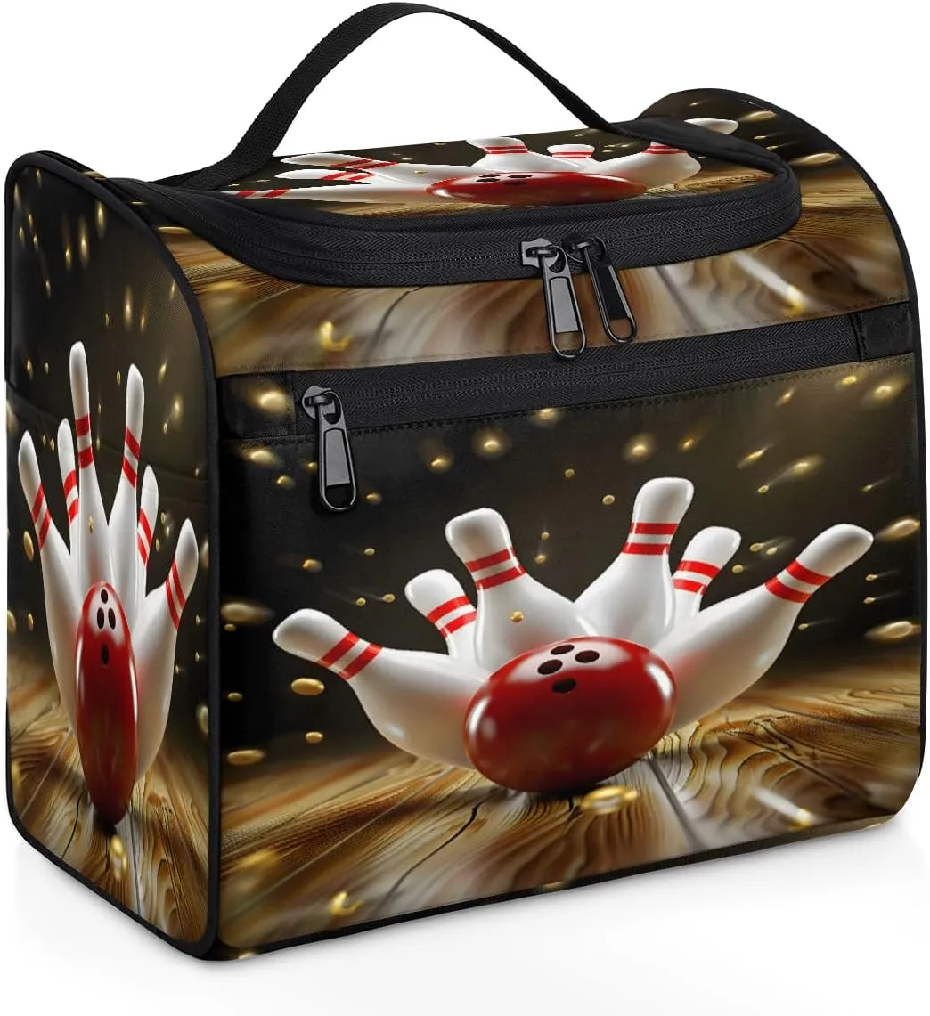 Modern Bowling Ball Travel Toiletry Bag for Men and Women, Large Hanging Makeup Bag Organizer Toiletries Bag for Travel, Cosmetic Bag with Handle