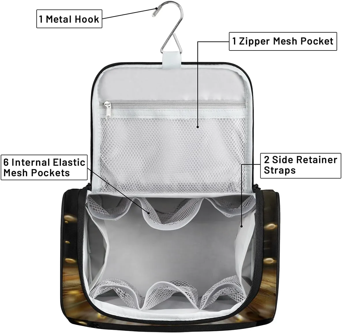 Modern Bowling Ball Travel Toiletry Bag for Men and Women, Large Hanging Makeup Bag Organizer Toiletries Bag for Travel, Cosmetic Bag with Handle