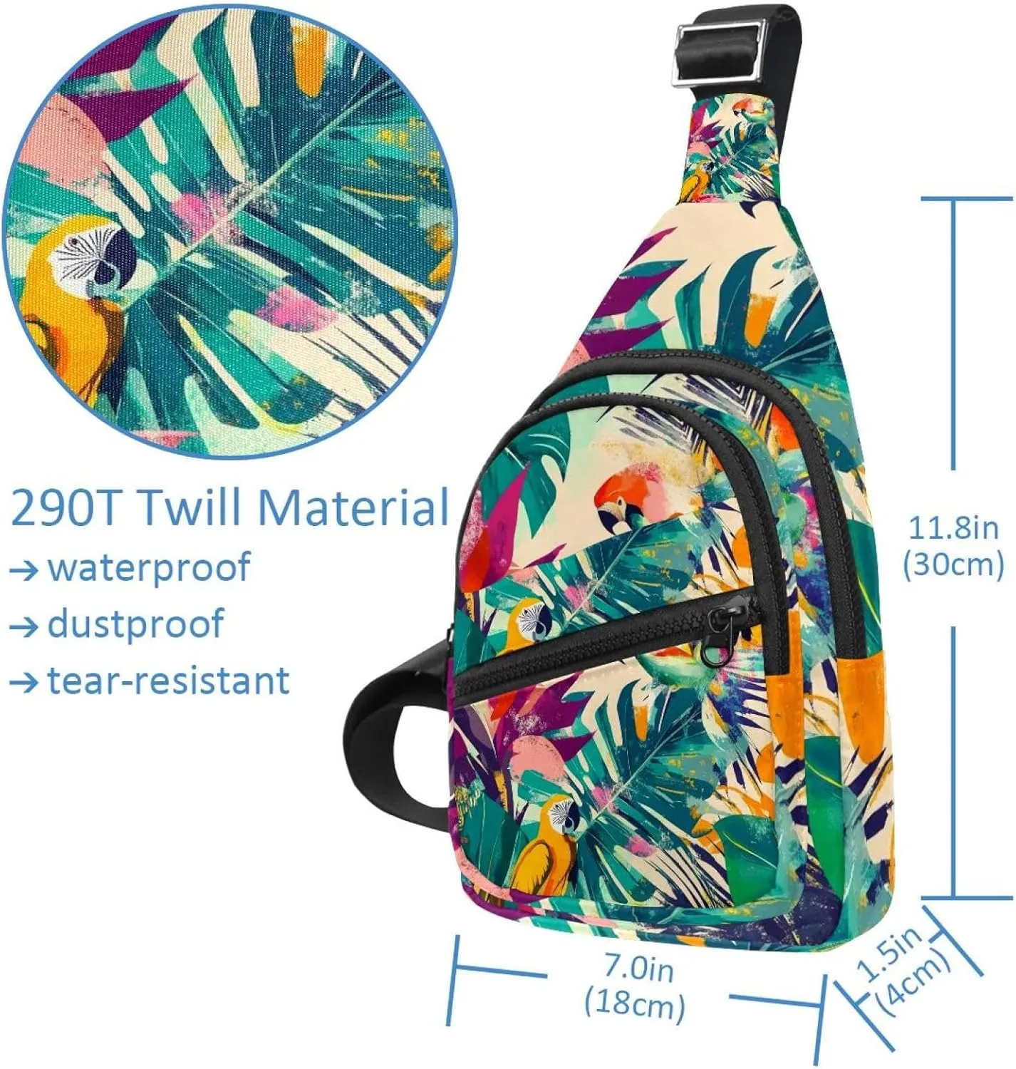 Modern exotic summer pattern 0 Crossbody Bag with Adjustable Shoulder Strap, Shoulder Bag for Men and Women Sling Backpack for Travel, Cycling, Work, Sport