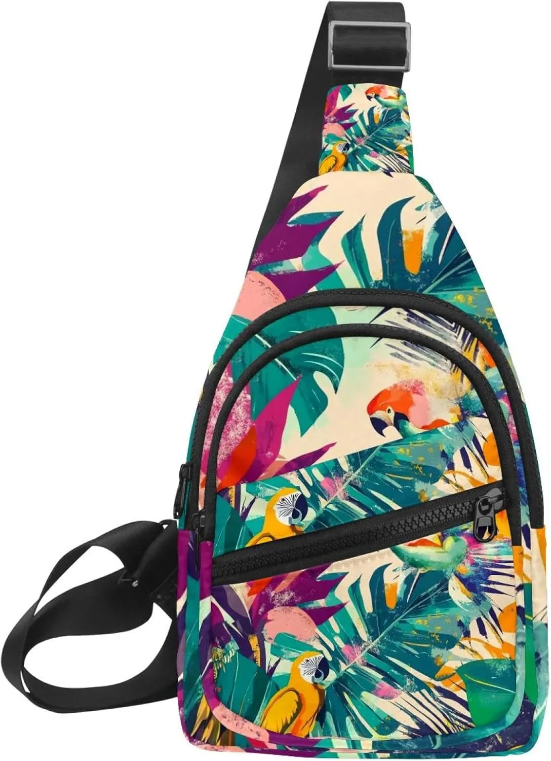 Modern exotic summer pattern 0 Crossbody Bag with Adjustable Shoulder Strap, Shoulder Bag for Men and Women Sling Backpack for Travel, Cycling, Work, Sport