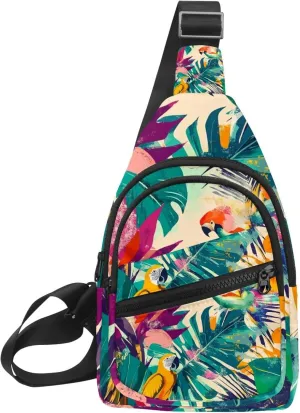 Modern exotic summer pattern 0 Crossbody Bag with Adjustable Shoulder Strap, Shoulder Bag for Men and Women Sling Backpack for Travel, Cycling, Work, Sport