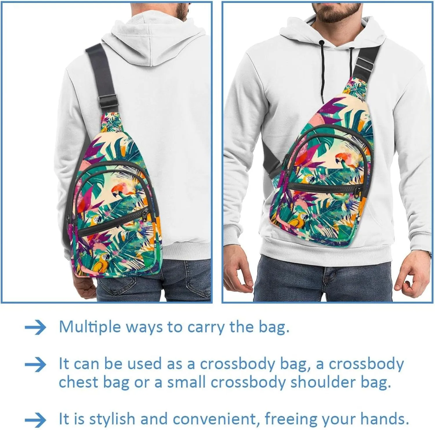 Modern exotic summer pattern 0 Crossbody Bag with Adjustable Shoulder Strap, Shoulder Bag for Men and Women Sling Backpack for Travel, Cycling, Work, Sport