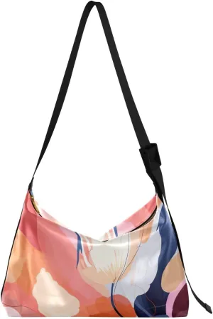 Modern Flowers Floral Leather Hobo Bag for Women Men Casual Hobo Purse with Adjustable Strap Large Capacity Shoulder Purse