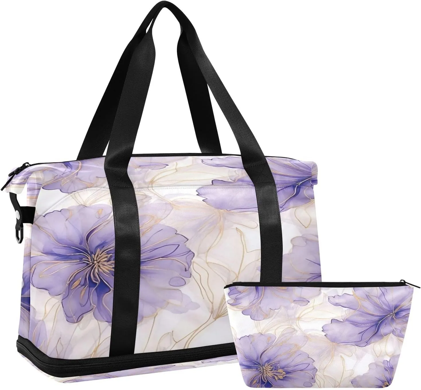 Modern Flowers1 Sports Gym Bag with Waterproof Dry Wet Pocket, Travel Duffel Bag for Women MenWorkout Bag Fits Yoga, Swimming