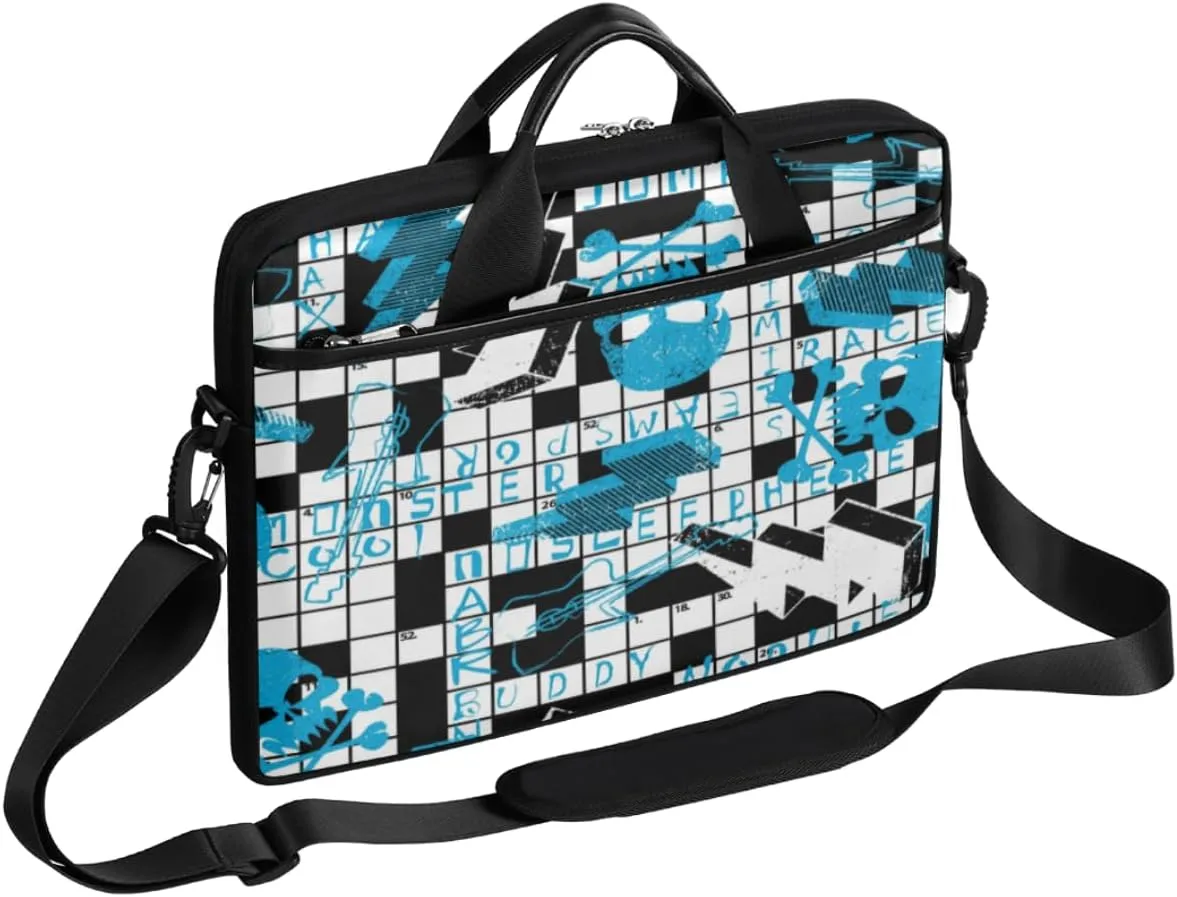 Modern Geometric Blue Laptop Shoulder Bag Computer Bag Sleeves Briefcase Laptop Shoulder Messenger Bag with Handle Strap, Fits Laptop 14-15.6 Inch