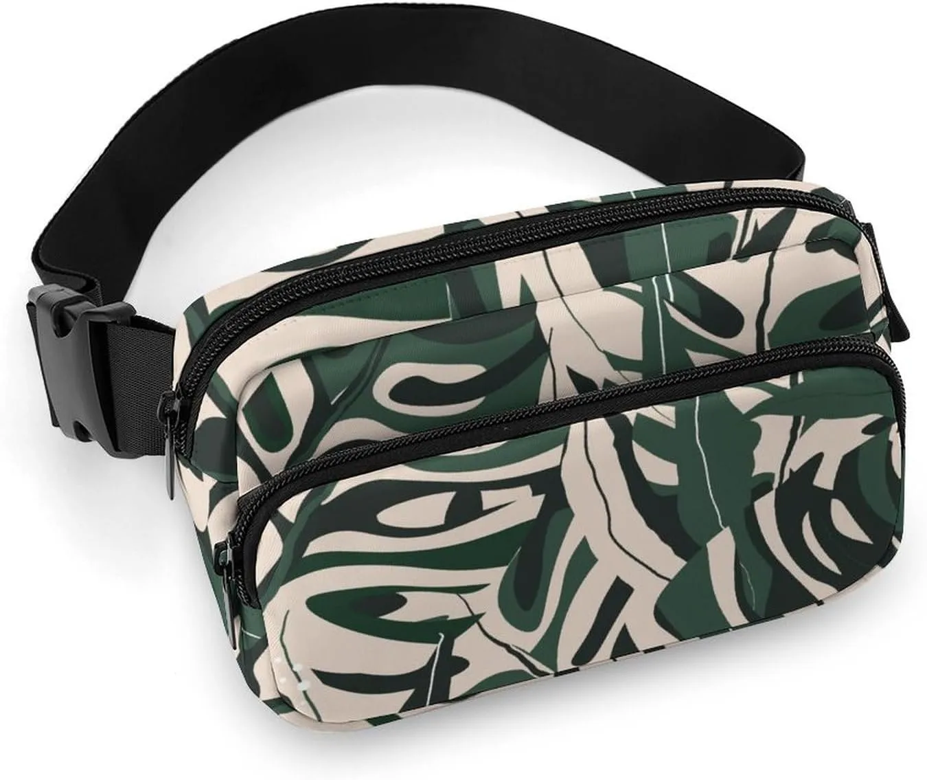 Modern Jungle Plants Belt Bag Fanny Pack for Women Men Floral Crossbody Waist Bag Pack Adjustable Casual Bag for Travel Running Workout Cycling