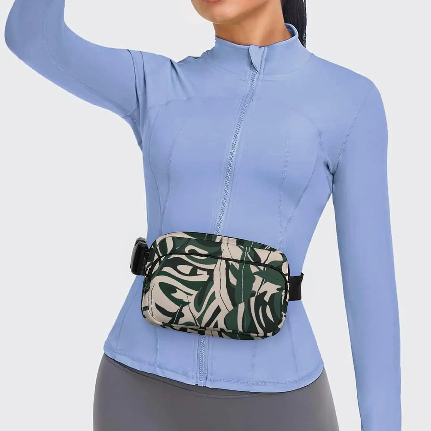 Modern Jungle Plants Belt Bag Fanny Pack for Women Men Floral Crossbody Waist Bag Pack Adjustable Casual Bag for Travel Running Workout Cycling